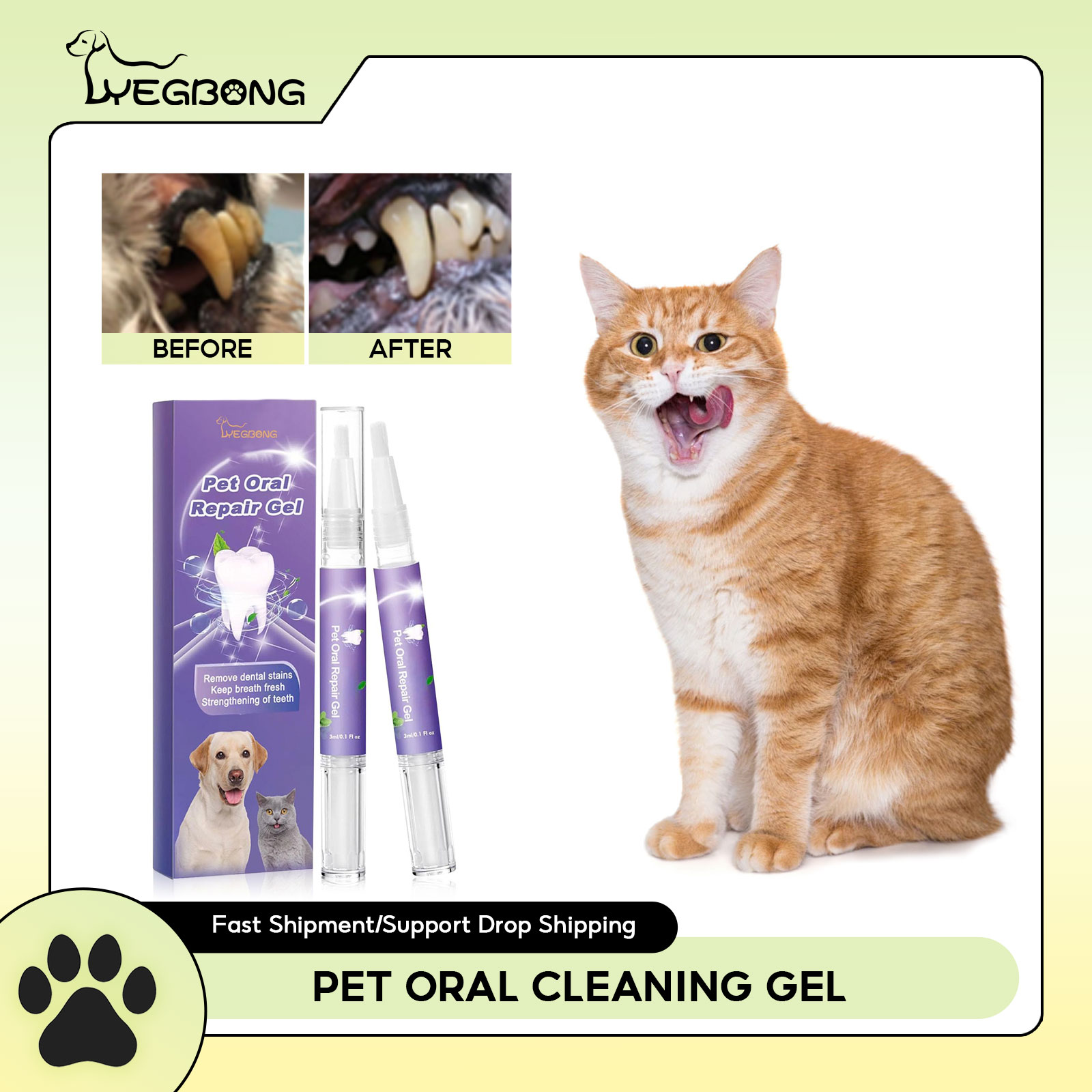 Teeth Whitening Mouthwash - Gel de reparação oral para animais