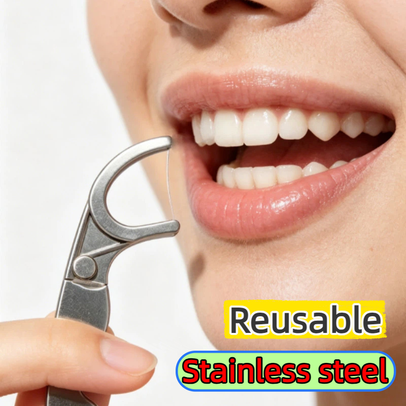 Dental Floss Picks - Palito de Dente Reutilizável de Aço