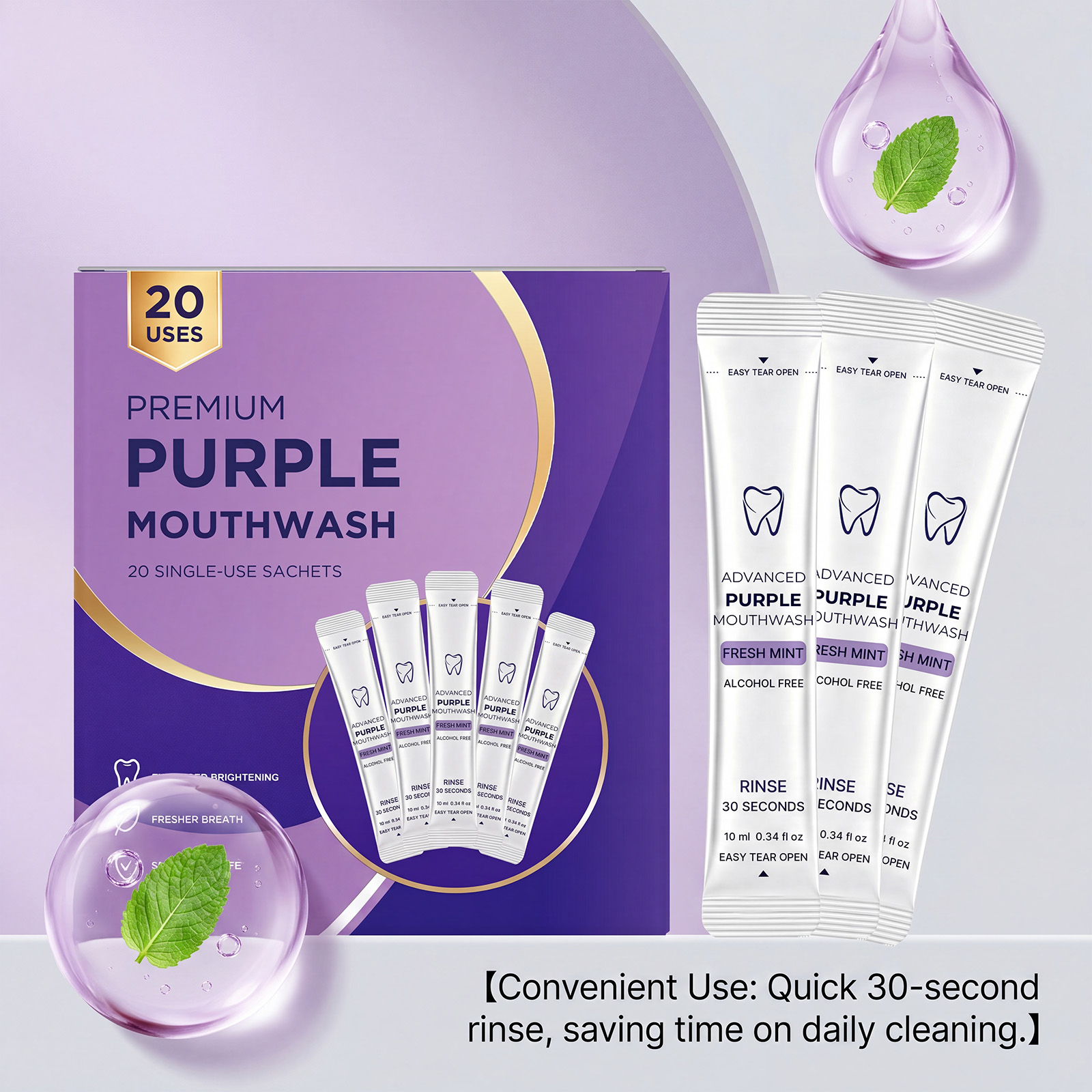 Pacote com 20/40 Unidades de E - Teeth Whitening Mouthwash avaliação e preço