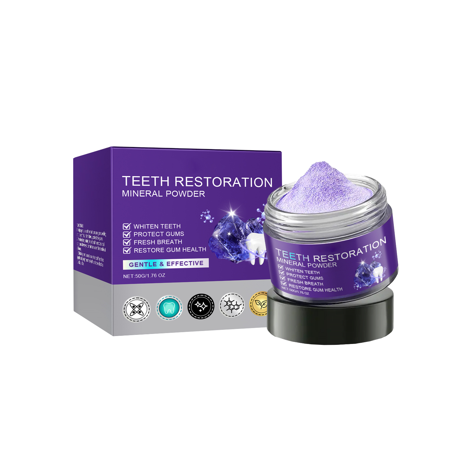 Pó mineral roxo para clareamen - Teeth Whitening Zimba avaliação e preço